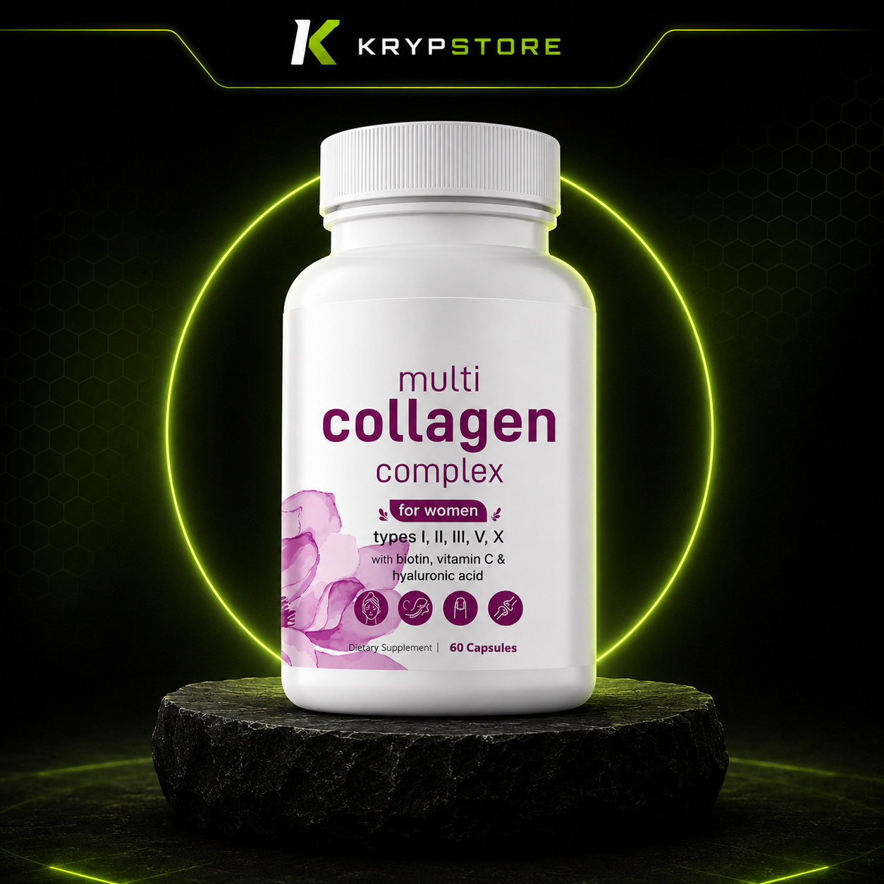 Multi Collagen Complex – Colágeno Tipos I, II, III, V, X (60 cápsulas)
