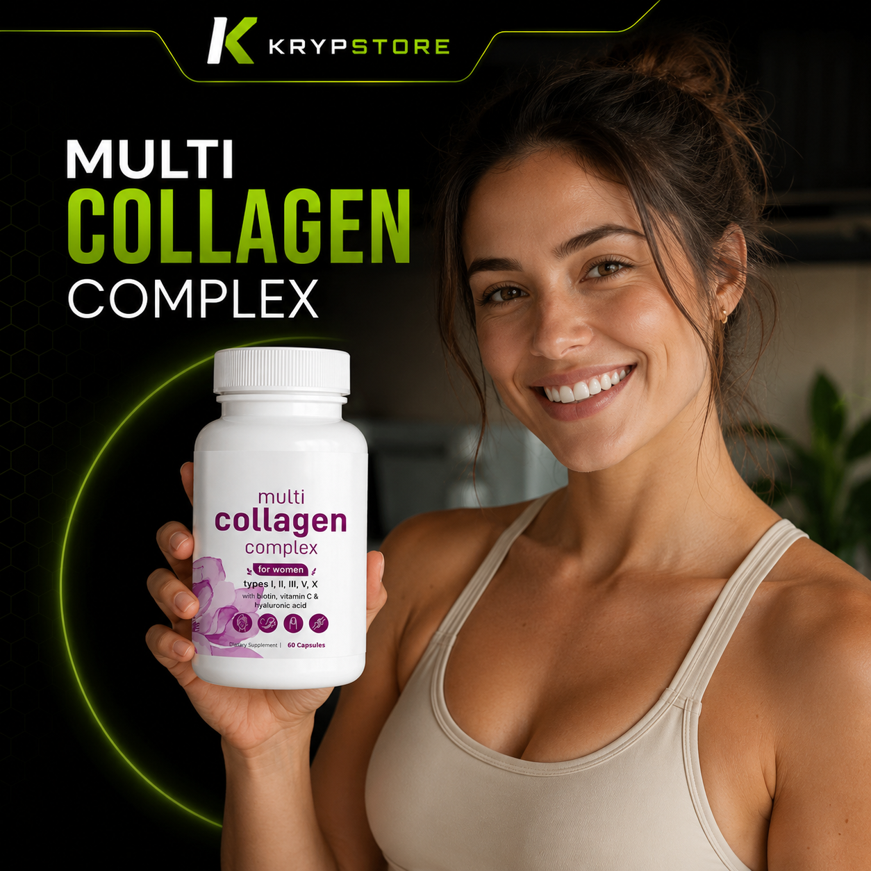 Multi Collagen Complex – Colágeno Tipos I, II, III, V, X (60 cápsulas)